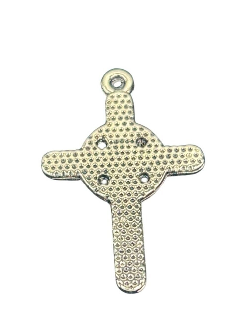 Silver Tone Textured Cross Pendant Marcasite Look Charm - Picture 4 of 9